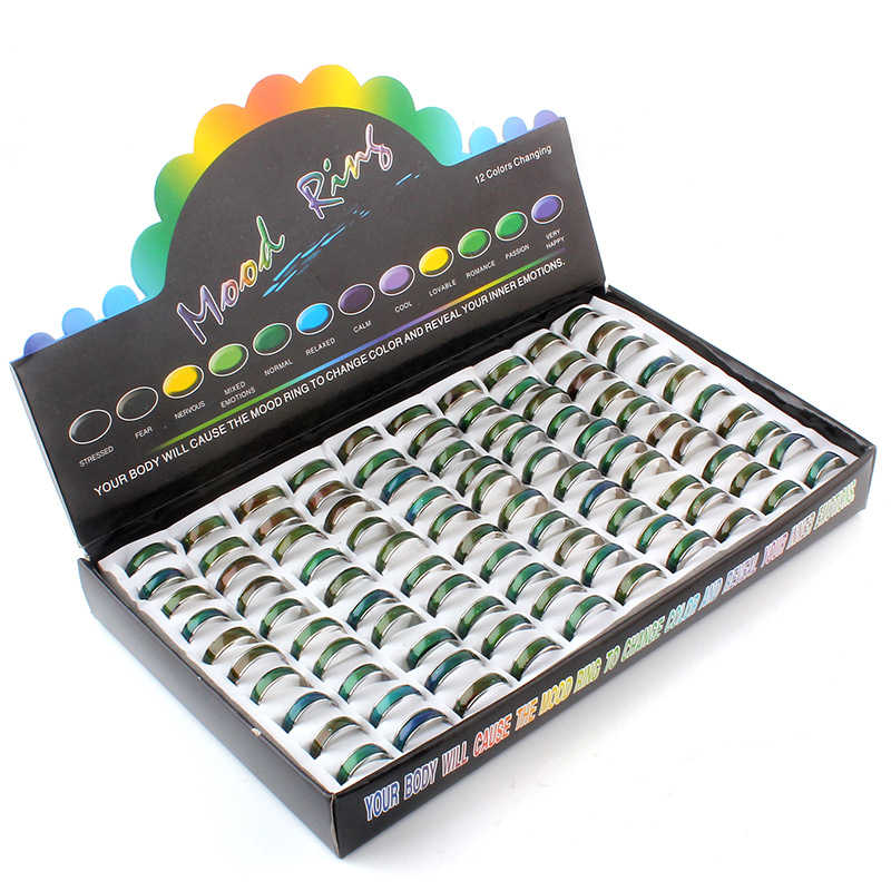 

Epack free shipping 100pcs fashion mood ring changing colors rings size 16 17 18 19 20 stainless steel
