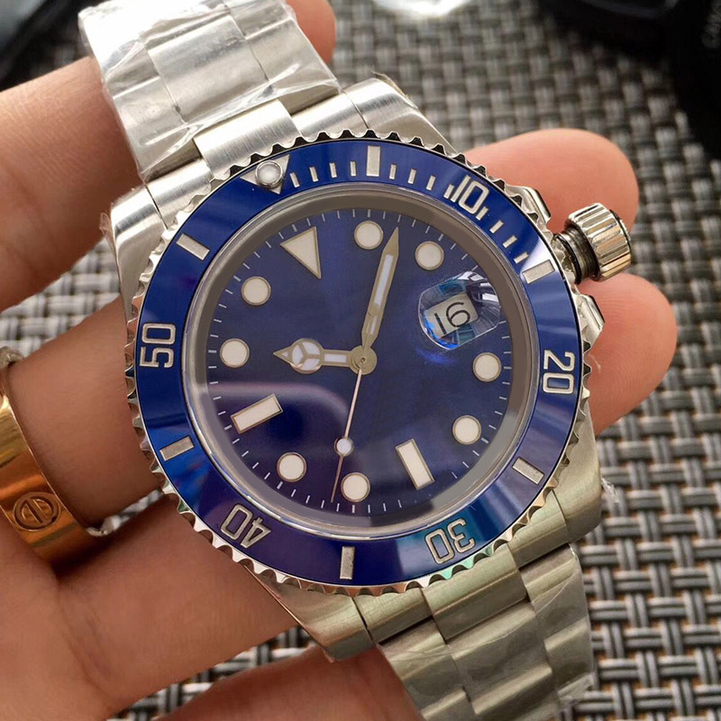 

Mens Watch 40MM SUB Blue dial Automatic Mechanical Stanless Steel Fashion Sport Glide lock Self-wind Watches, 04