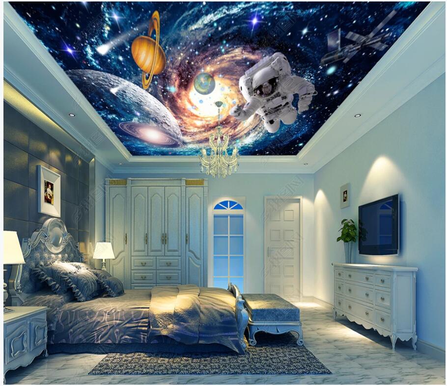 

3d wallpaper custom photo Space universe planet astronaut ceiling mural living room Home decor 3d wall murals wallpaper for walls 3 d, Non-woven