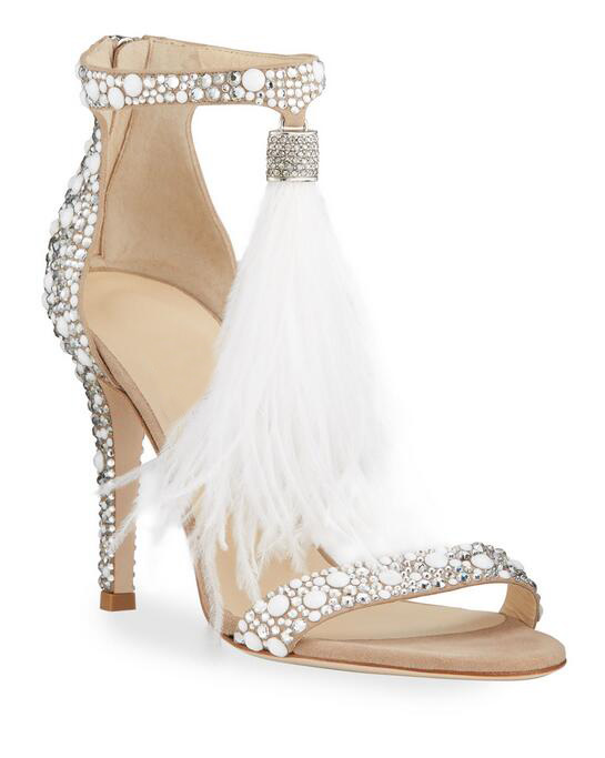 

Official Quality London Viola Feather Tassel Cocktail Sandals New Season Viola Crystal-embellished Satin Sandals Shoes, As pic