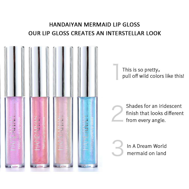 

HANDAIYAN 6 Colors Glow Glitter Shimmer Mermaid Lipgloss Lip Tint Moisturizing Waterproof Metal Long Lasting Liquid Lip Gloss Lip Balm, #1