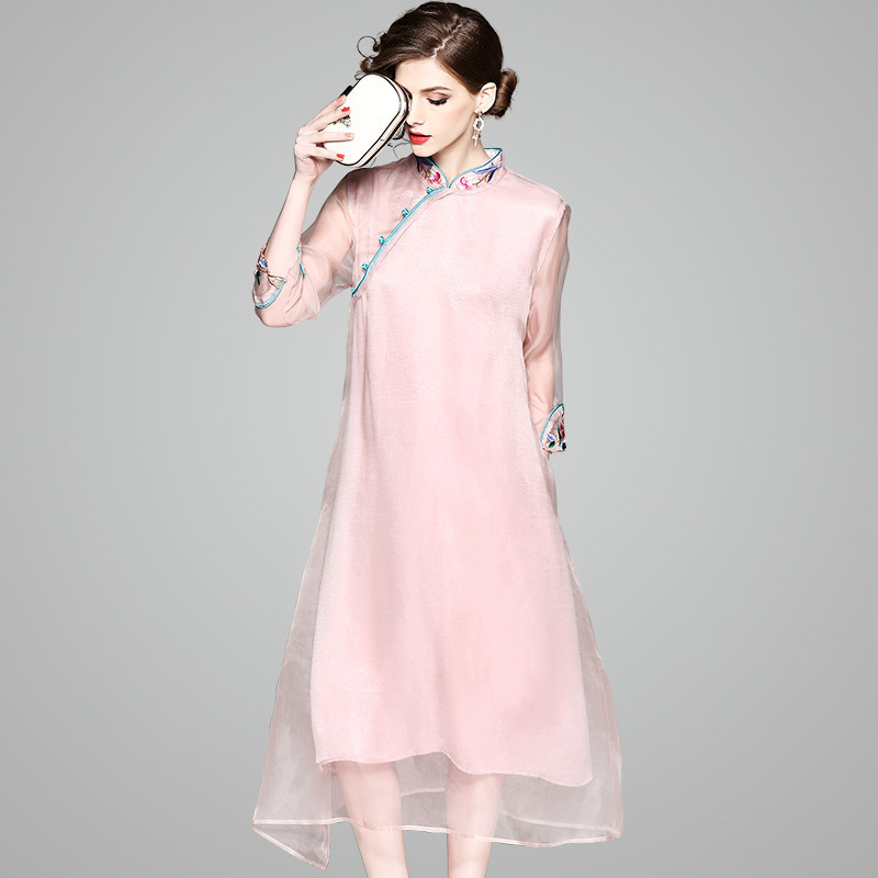 

Suit-dress Elegant Improvement Fund Cheongsam Embroidered Will Code Eugen Yarn Dress