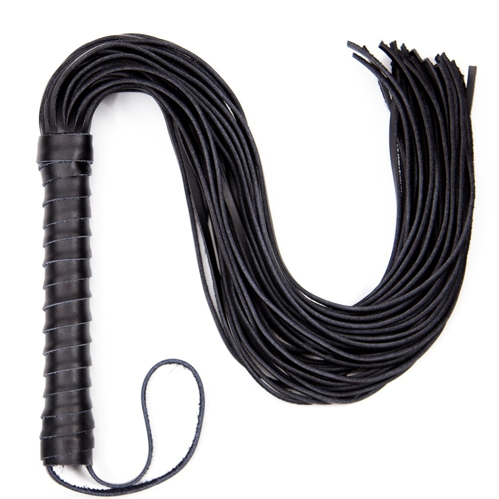 64cm Genuine Leather Tassel Spanking Whip Fetish Slap Strap Beat Lash