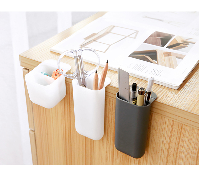 

Creative Pasteable Pen Holder Desktop Storage Boxes Desk Pen Pencil Organizer Office Sundries Storage School Stationery Holders