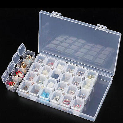 2019 28 Grids Slots Clear Adjustable Jewelry Storage Boxes Bins Case Craft Organizer Beads Foldable Container Space Saver Closet-image-462090233