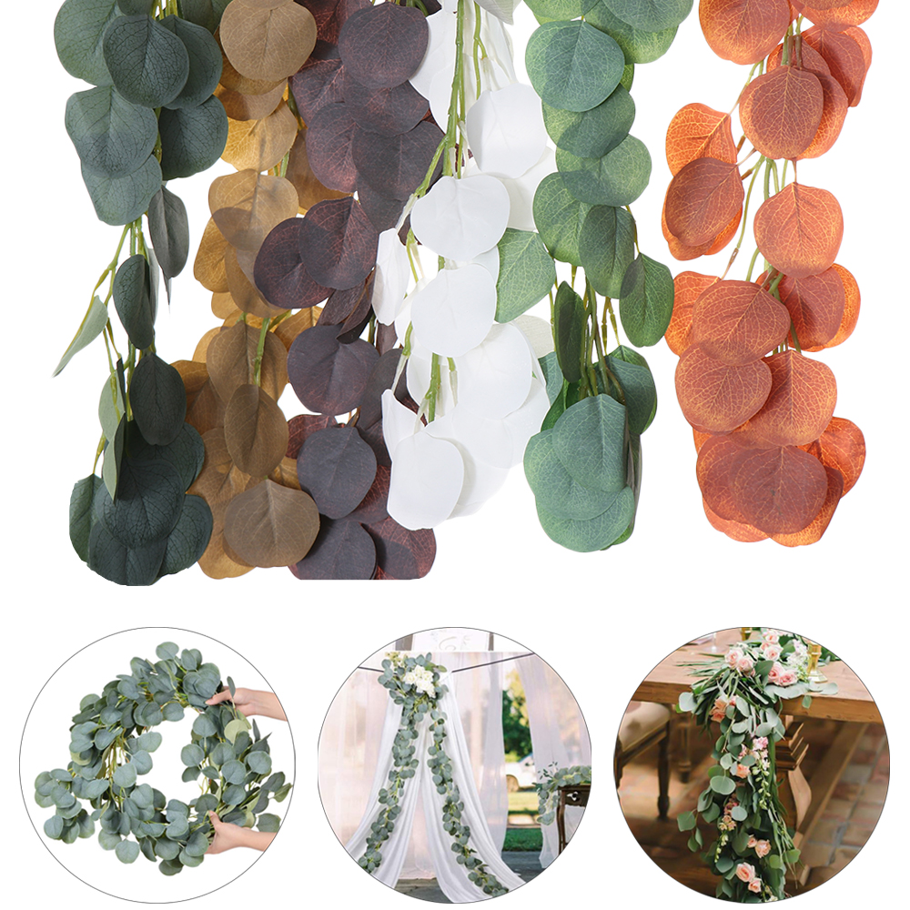 

1M 2M DIY Wedding Garland Eucalyptus Vine Wreath Foliage Artificial Leaves Rattan Party Home Decor, Green