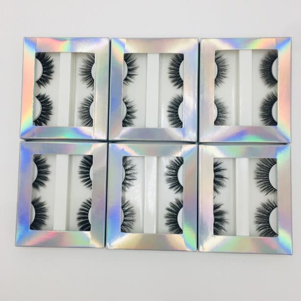 

Thick natural long false eyelashes mink 2 pairs set with luxury laser packaging handmade reusable mink lashes extensions 6 models DHL