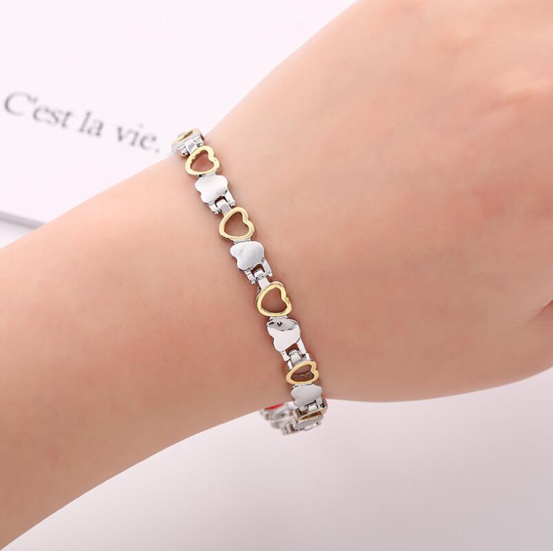 

Women's heart-shaped Titanium Steel Magnetic Therapy Bracelet creative magnet love bracelet fashion popular peach heart jewelry