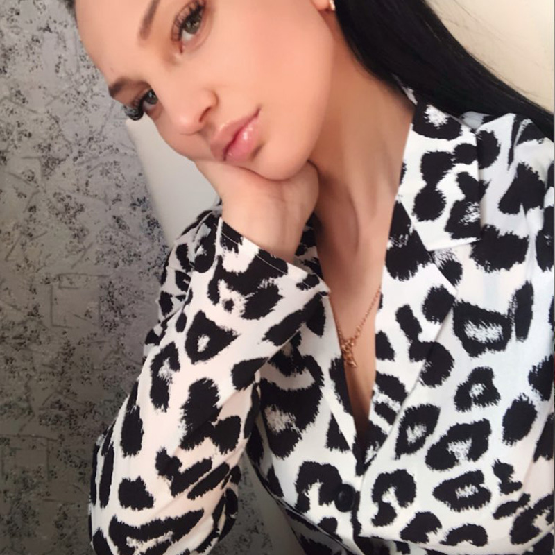 

Chiffon Blouse Long Sleeve Sexy Leopard Print Blouse Turn Down Collar Lady Office Shirt Tunic Casual Loose Tops Plus Size Blusas, Pink
