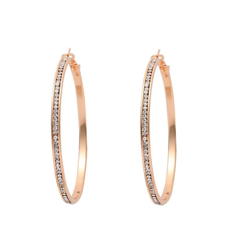

Hoop & Huggie 2021 Fashion Earrings Clear Crystal Big Circle Gold Color Plated Loop For Women Ladies Jewelry Accessory