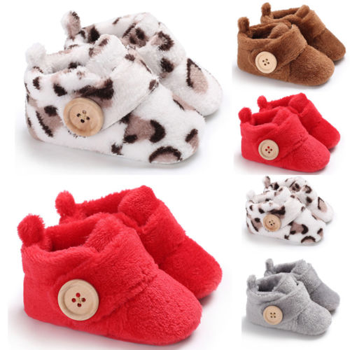 

Infant Baby Girl Boy Anti-slip Socks Cartoon Newborn Slipper Shoes Boots Furry Warm First Walkers 0-18 Months
