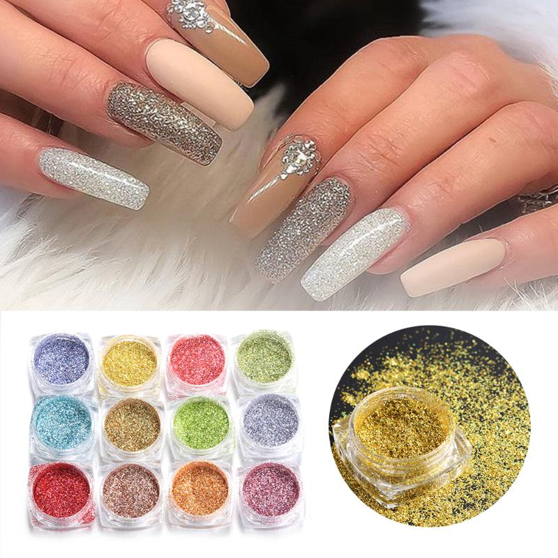 

18 Colors Shining Laser Nail Glitter Sequin Dipping Holographic Pigment Powder Mirror Polishing Chrome Dazzling Dust Nail Art