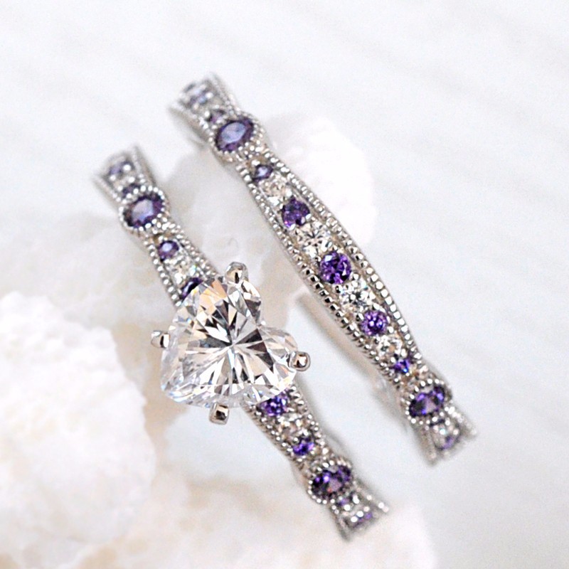 

Hot New Fashion Heart-shaped Zircon Ring for Women European Charm Engagement Wedding Rings Set Jewelry US Size 6-10 bague femme