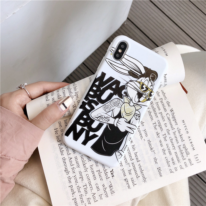 

American cartoon Bugs Bunny Funny Flower arm tattoo Case for iPhone 11 Pro Xs Max X XR 8 7 Plus Soft Silicone Cover Coque