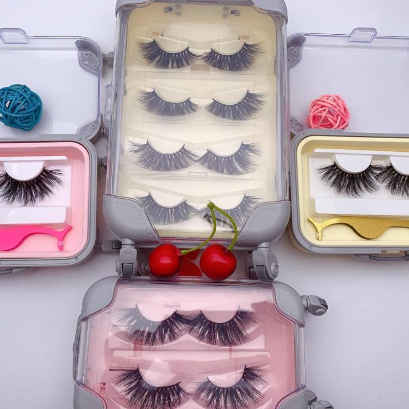

New Arrival pink luggage lashes suitcase mink lashes fluffy and curly 20mm 25mm 30mm mink eyelashes