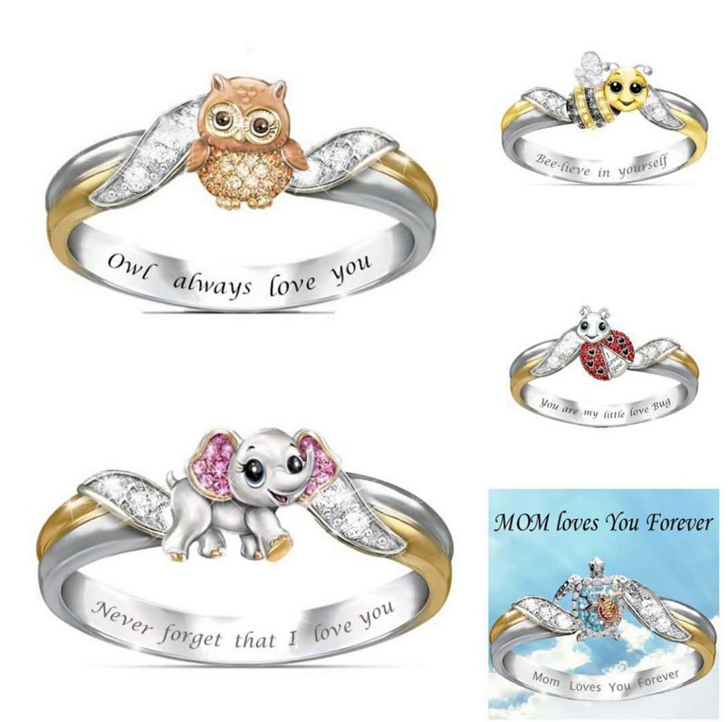 

Owl Always Love You Rings For Girls /Ladies Cute Animal Rings Unicorn Bee Elephant Turtle Rings