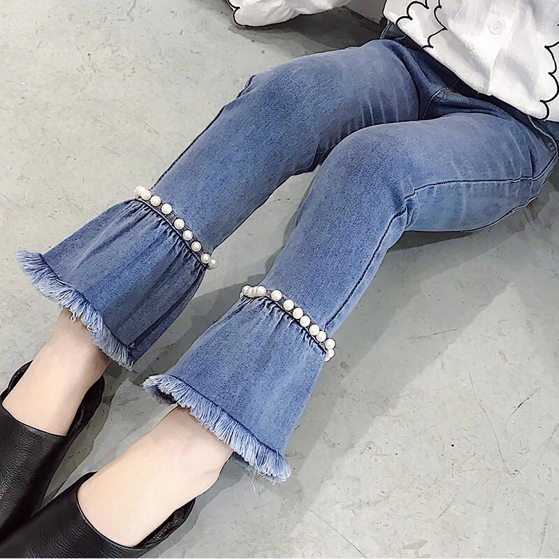 

Girls Jeans Denim Pants For Girls Clothing Autumn Casual Denim Patchwork Kids Vintage Jeans Children Trousers, Blue