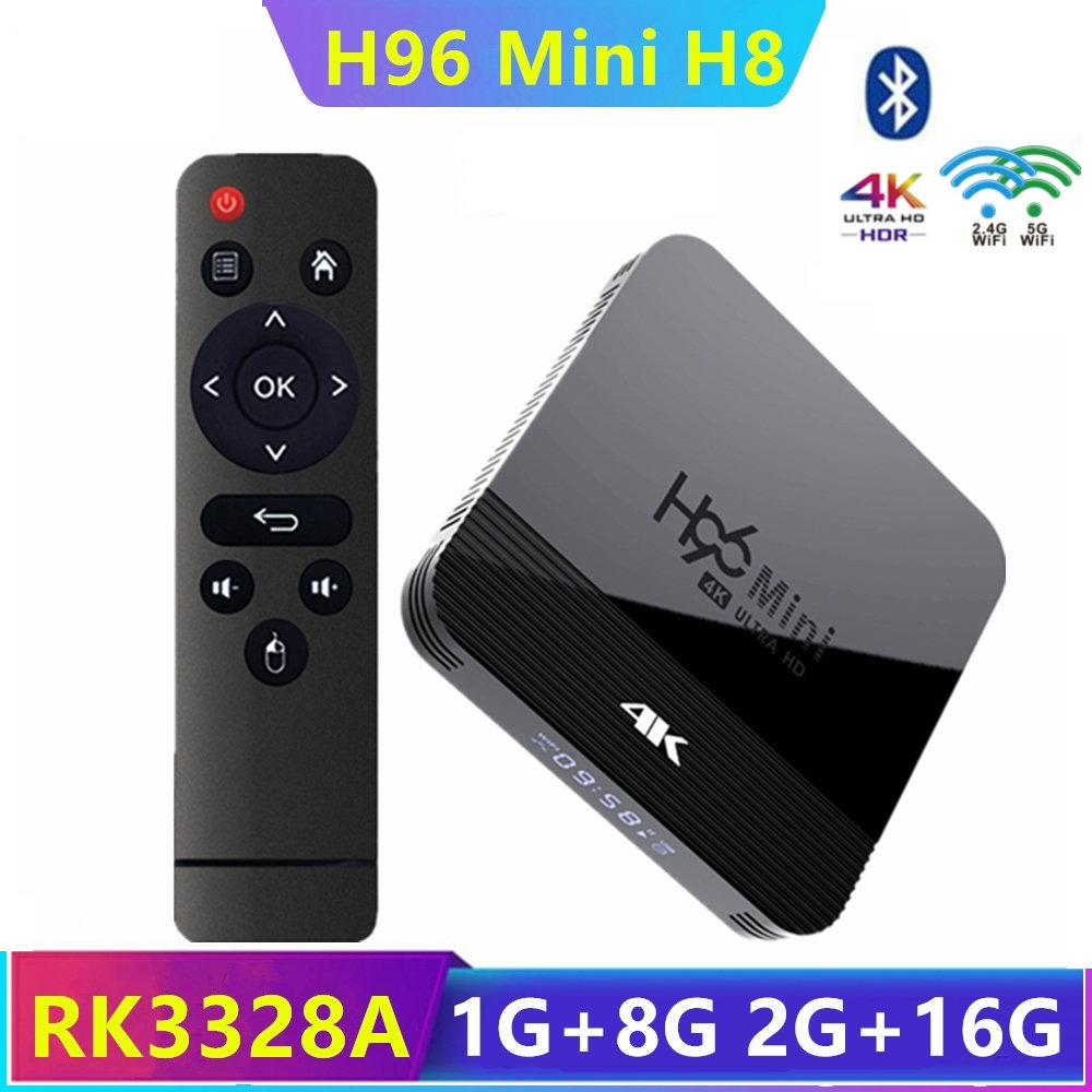 

H96 Mini H8 Android TV Box O.S. 9.0 RK3228A 2GB+16GB Dual 2G+5G WiFi BT4.0 PK X96