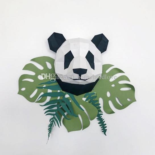 

Giant panda head 3D three-dimensional paper art diy handmade modern minimalist wall decoration home living room photography props ins