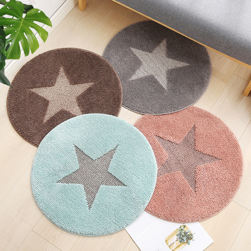

Round Carpet Bedroom Living Room Basket Mat Computer Chair Mat Soft Water Absorption Home Table Bedside Area Rug, Pink