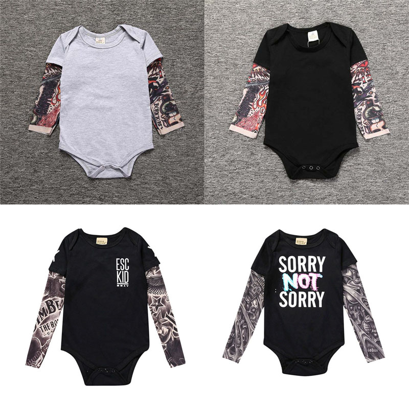 

Baby Boy Rompers Autumn Long Sleeve Tattoo Printed Splicing Triangle Romper Kids Casual Boy Clothes Kids Clothing 07, #7