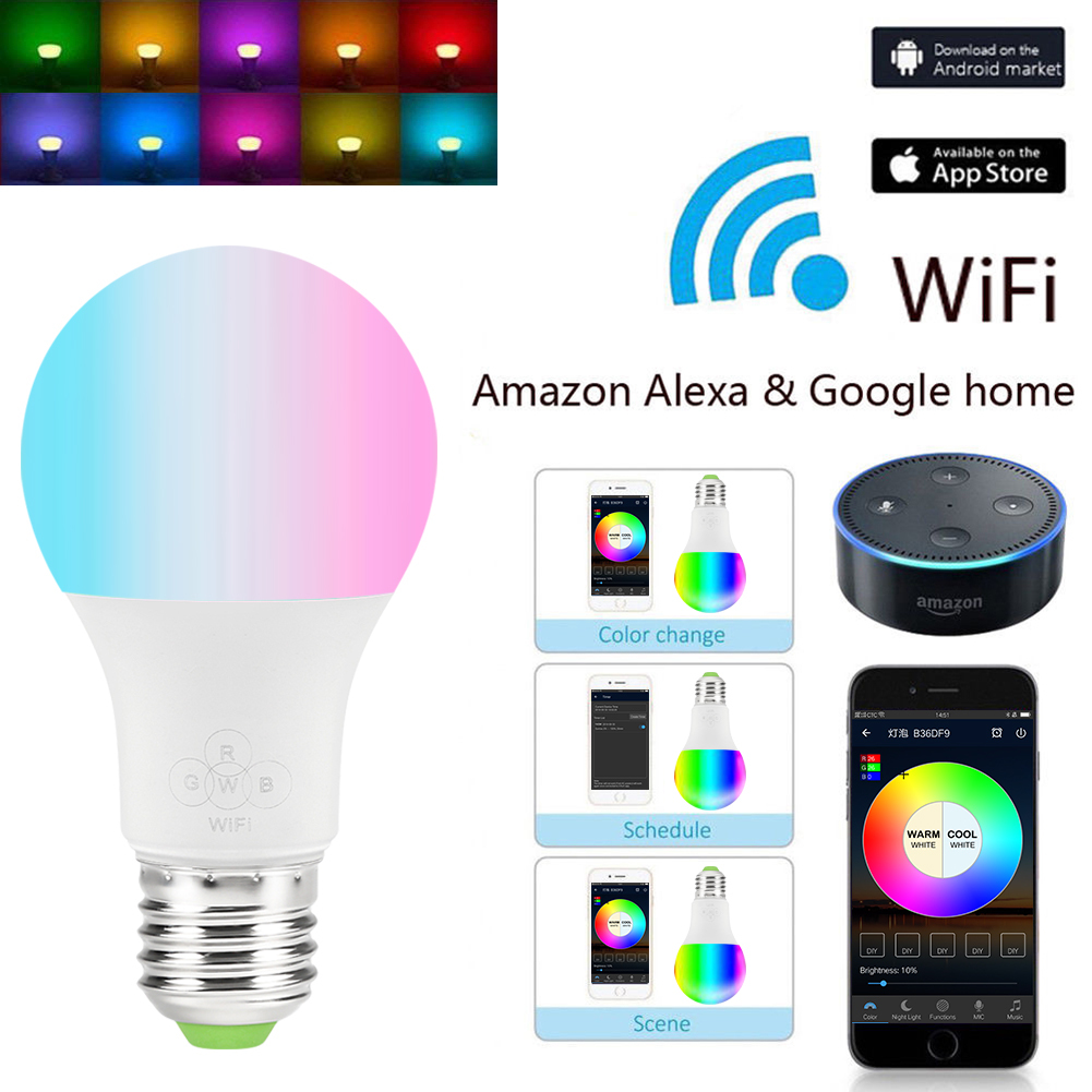 

New E27 WiFi Smart Light Bulb,Dimmable,Multicolor,Wake-Up Lights,RGBWW LED Lamp,Compatible with Alexa and Google Assistant BTZ1