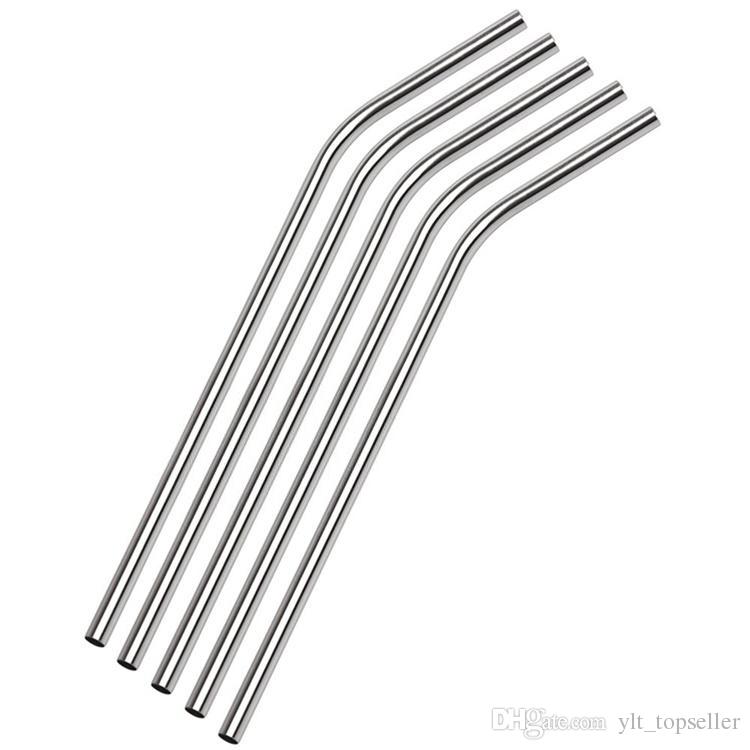 

DHL Free shipping 100pcs/lot Stainless Steel Straw Steel Drinking Straws 8.5" Reusable ECO Metal Drinking Straw Bar Drinks Party Stag