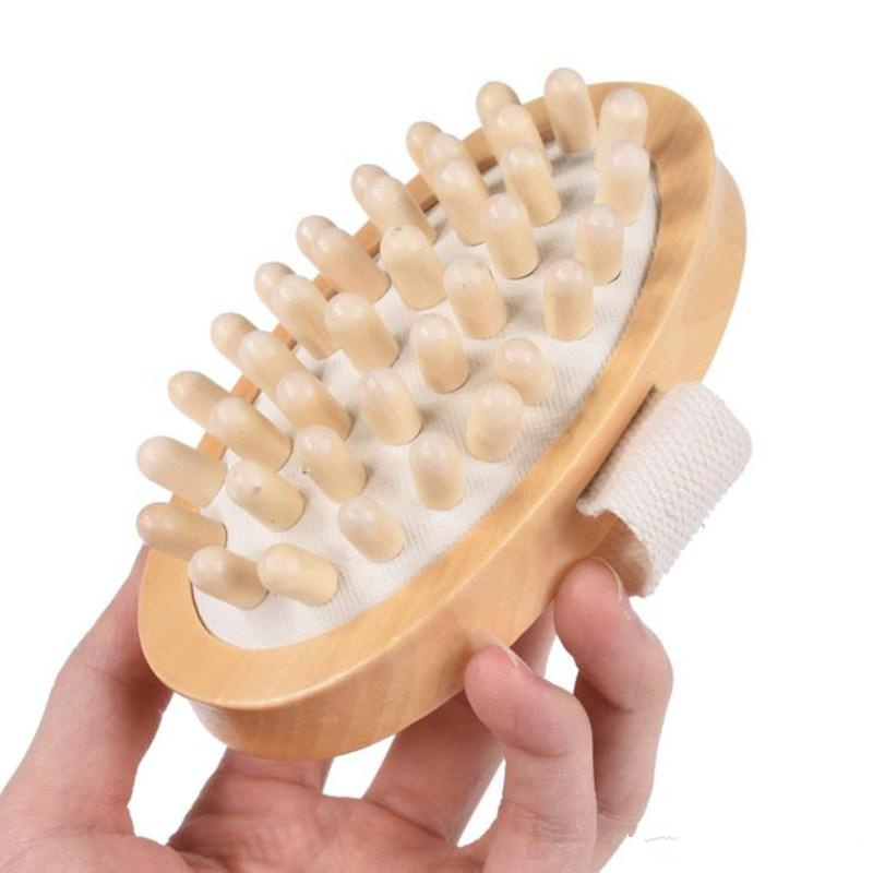 New Wooden Handled Natural Wooden Massager Body Brush Cellulite Reduction Massage Brush Exfoliate Clean Brush-image-527003939