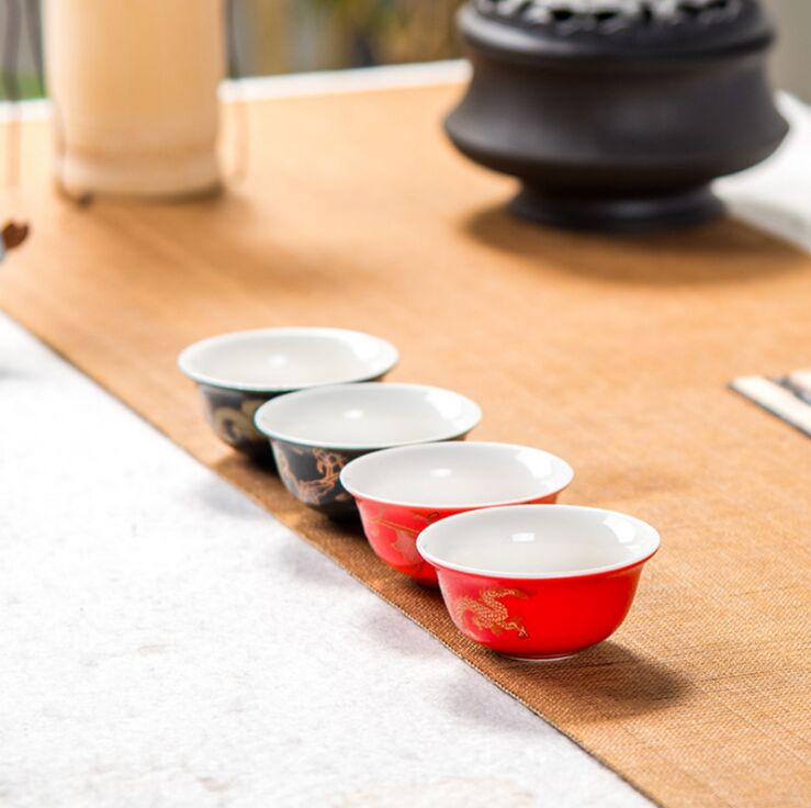 Juego de tetera de cerezo blanco japon/és con mango de rat/án y 4 tazas de t/é color blanco