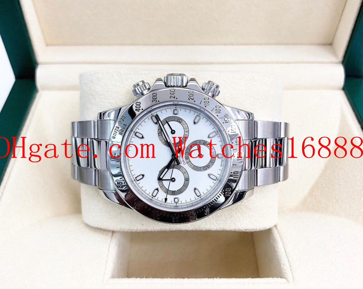 

High Quality Mens Watch Stainless Steel Bracelet 40MM 116520 no Chronograph Movement Machinery Automatic Mens Wrist Watches Including box, White