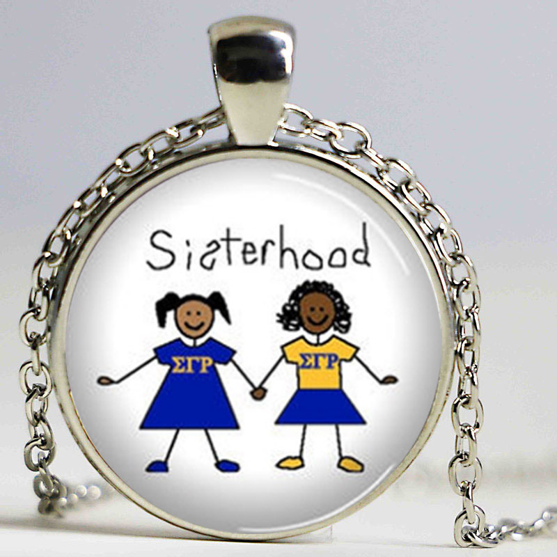 

Greek Letter Necklace Party Explosions Sigma Gamma Rho Sorority Decorative Necklace Sisterhood Handmade Gem Charm Pendant