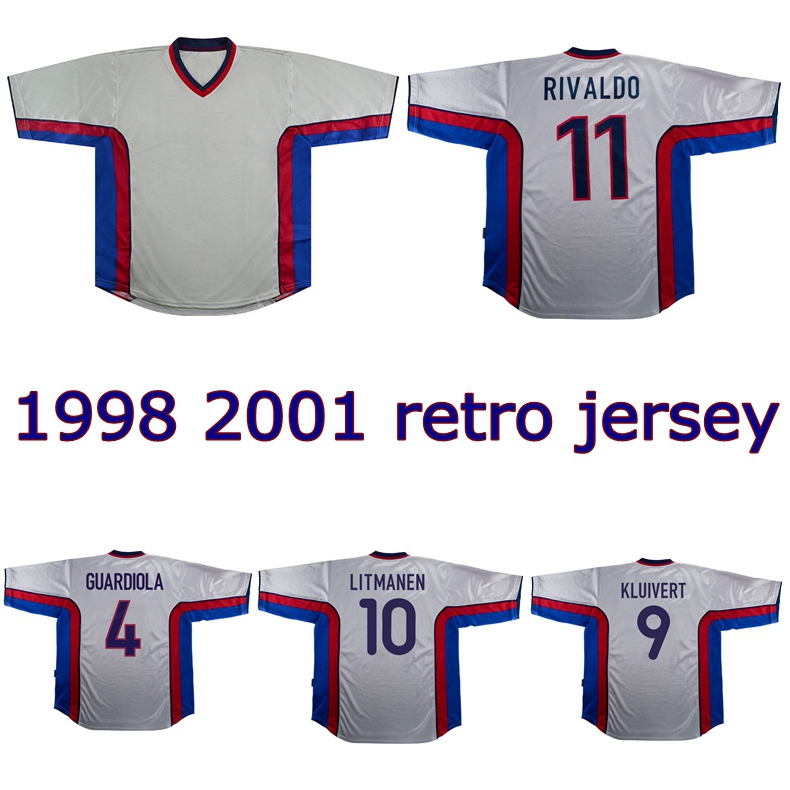 

1998 2001 Bogarde Kluivert Rivaldo GUARDIOLA retro soccer jersey 98 99 00 01 classic vintage FIGO COCU LITMANEN Xavi PUYOL football shirt, Jersey with 2000 2001 font