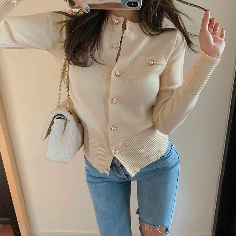 

Woherb Korean Style Sweater Women Solid Color Single Breasted Cardigan Coats Vintage Fashion New Knitwear Sueter Mujer 90740, Apricot pullover