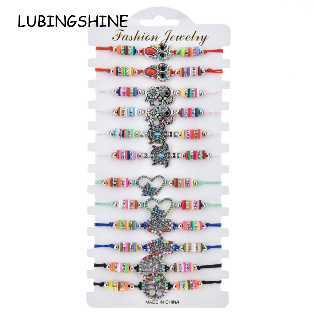

Boho Women 12pcs/Set Butterfly Heart Charms Bracelet Multi Beaded Weave Adjustable Rope Chain Fatima Hand Wristband Jewelry