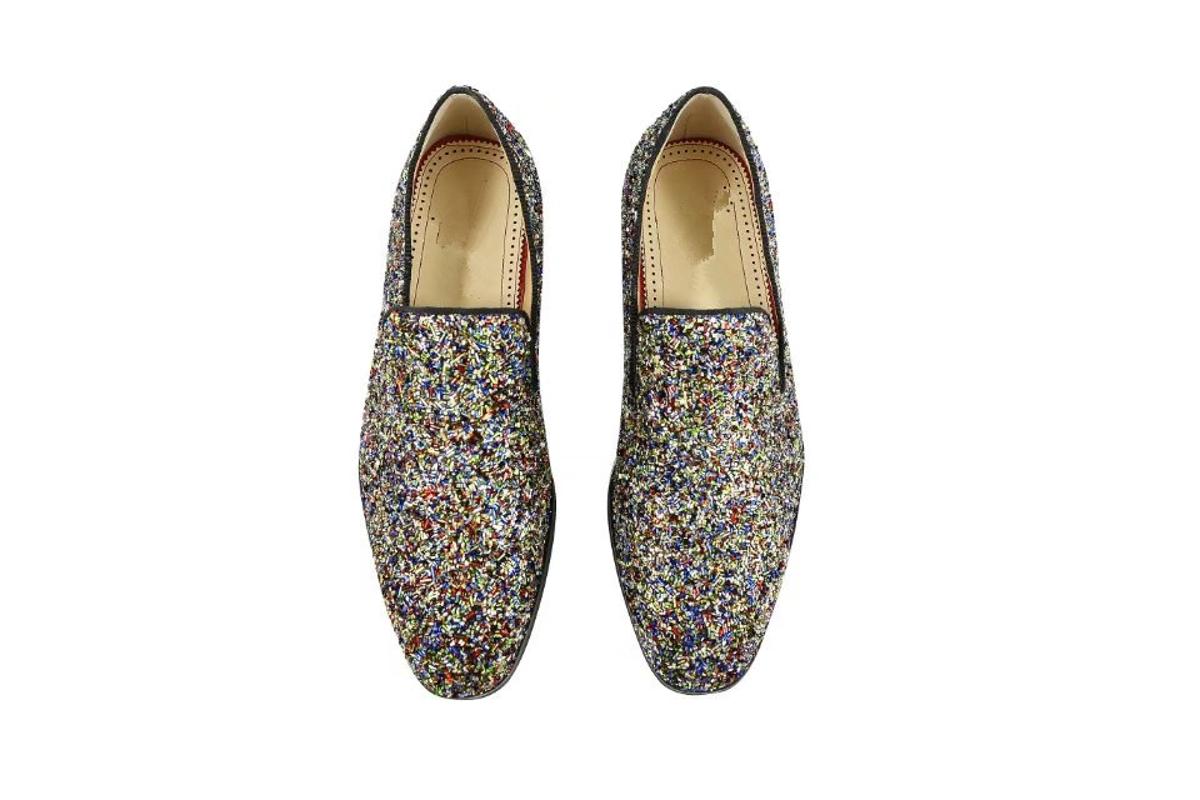 

Mens Newest Fashion Glitter Dress Shoes Handmade Slip-on Men Loafers Italian Style Men Wedding shoes, As pic