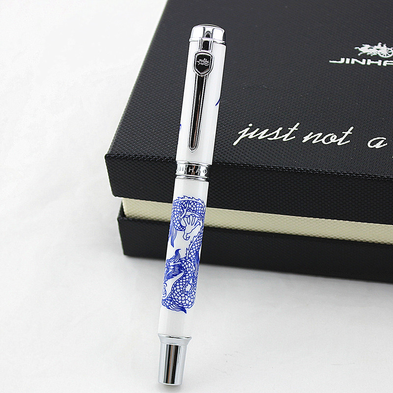 

Exquisite Blue Dragon Totem Ceramics Jinhao 950 Fountain Pen 0.5mm Nib Signing Ink Pens Office Supplies, Red