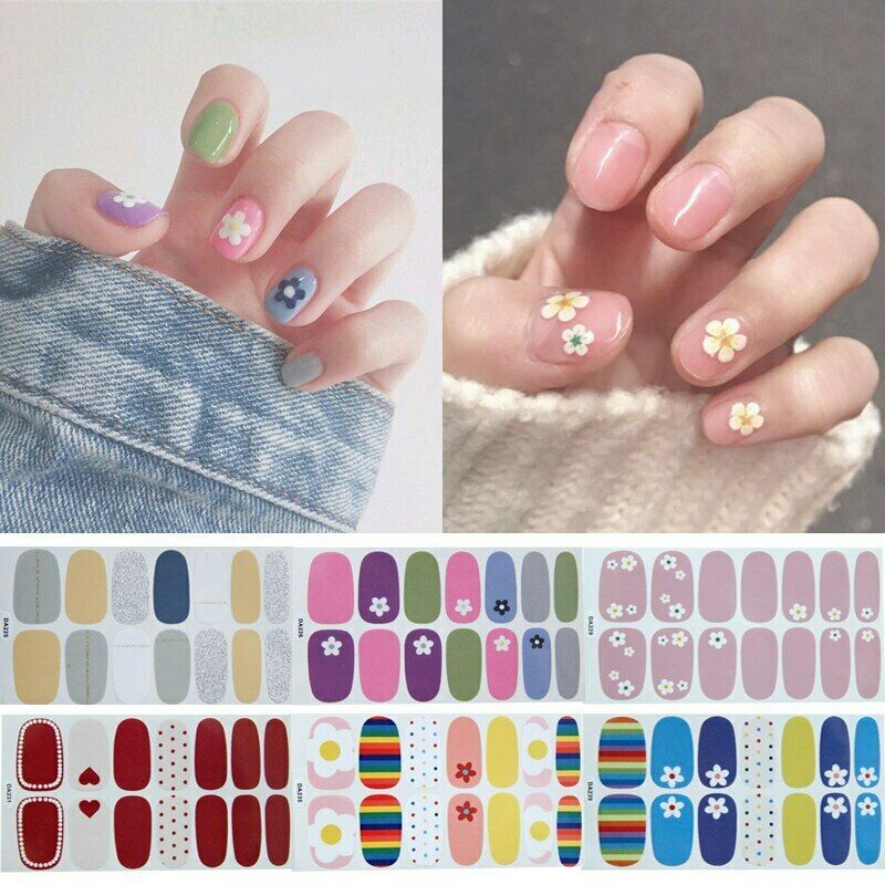 

Stickers Hot 14 Tips/ Suit Full of Nail Sticker Package New DIY Adhesive Slider Brand New.A874, White