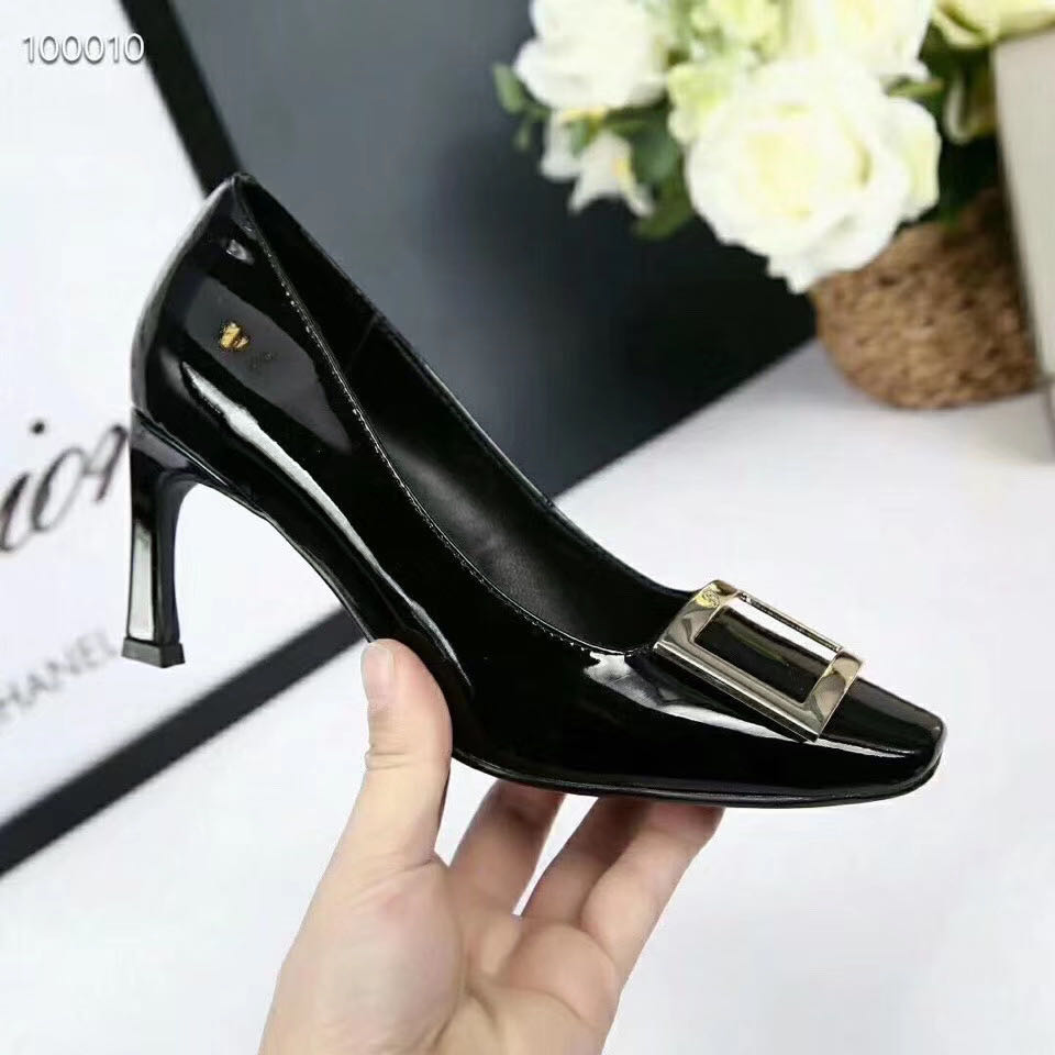 

fashonville~2020030802 34/40 grey red black burgundy beige 7cm gold square buckle heels patent leather fashion, Black patent leather