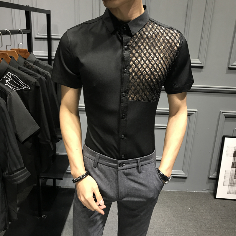 camiseta transparente negra hombre