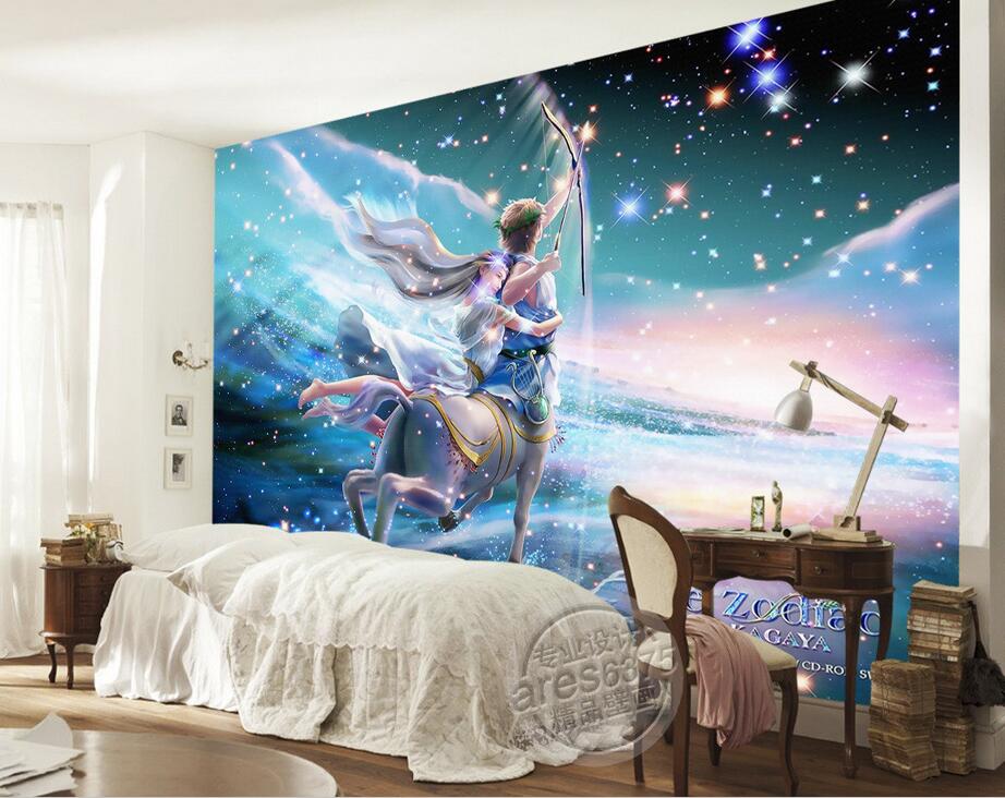 

WDBH 3d wallpaper custom photo Romantic twelve constellation oil painting Sagittarius cartoon decor 3d wall muals wall paper for walls 3 d, Non-woven