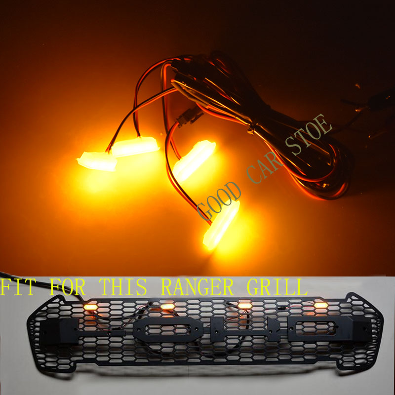 

CRAR STYLING 4pcs/set front racing grille led white yellow led fit for ranger grill 2015-2017 car