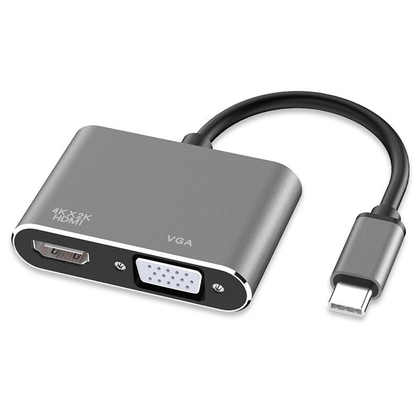 

HUB Adapter USBC To HDMI 4K 30 Hz VGA Adapter USB 3.1 Type C USB-C to VGA HDMI Video Converters Adaptor for New Macbook Pro/ Chromebook Pix