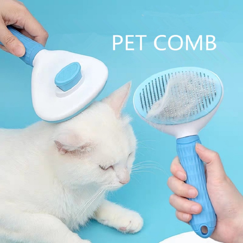 

Pet Comb Self Cleaning Dog Brush Professional Grooming Brush for Dogs Cats Quick Clean Short Medium Hair Removal Pet Accessories, Black
