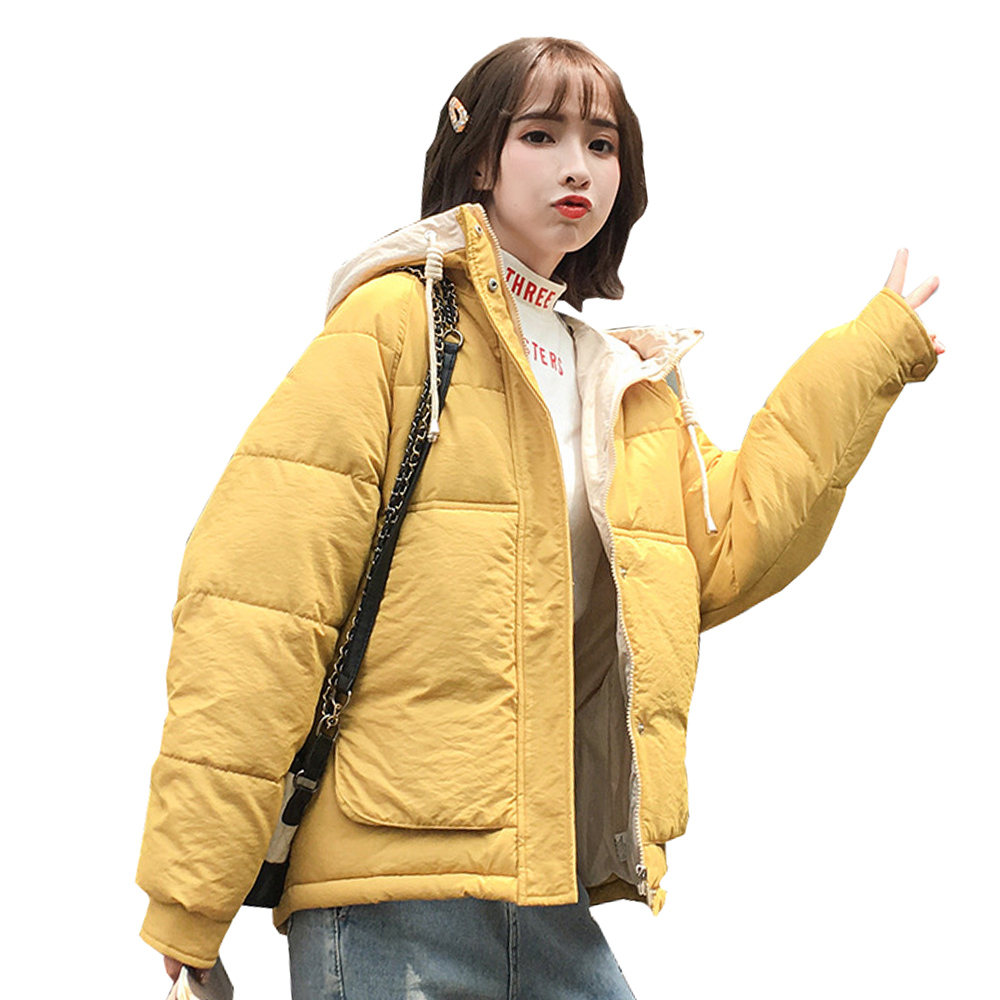 

Winter Hot Winter Jacket Women Hooded 2019 new show thin hooded loose solid color short coat down jacket 709, Green