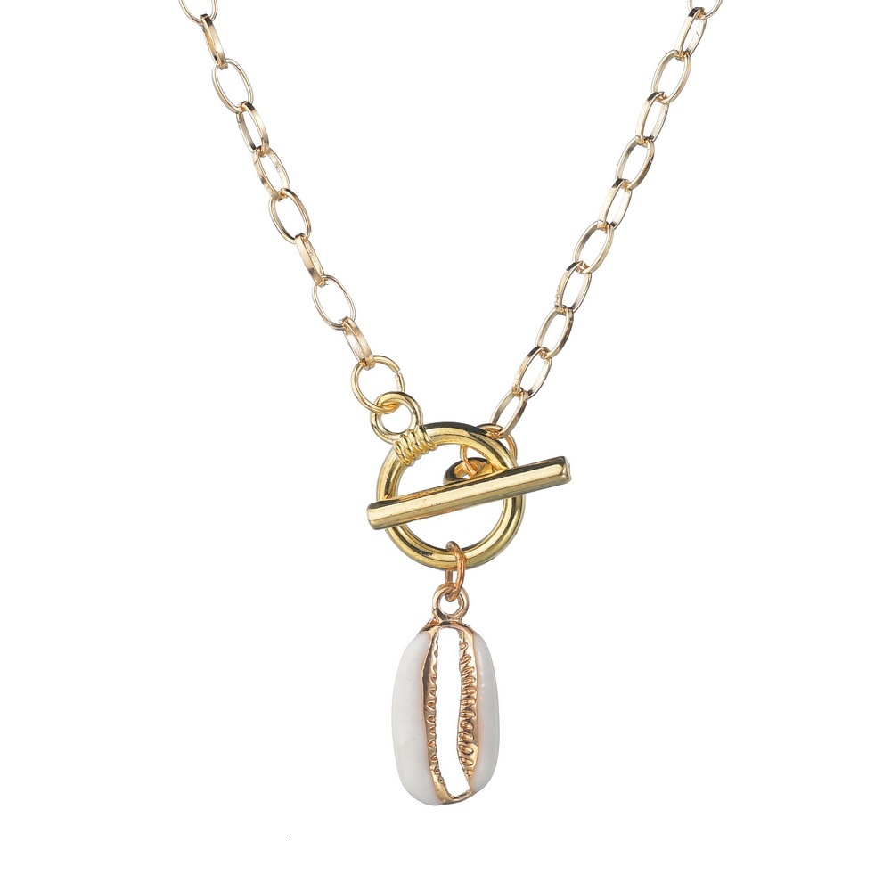 

Ornaments Concise Geometry Circle One Buckle Alloy Shell Necklace Woman