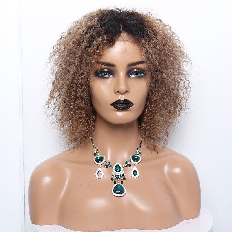 

Blonde Ombre Curly Bob Lace Front Human Hair Wigs For Women 4x4 Closure Wig Brazilian Colored Lace Frontal Wig Pre Plucked Prosa, As pic