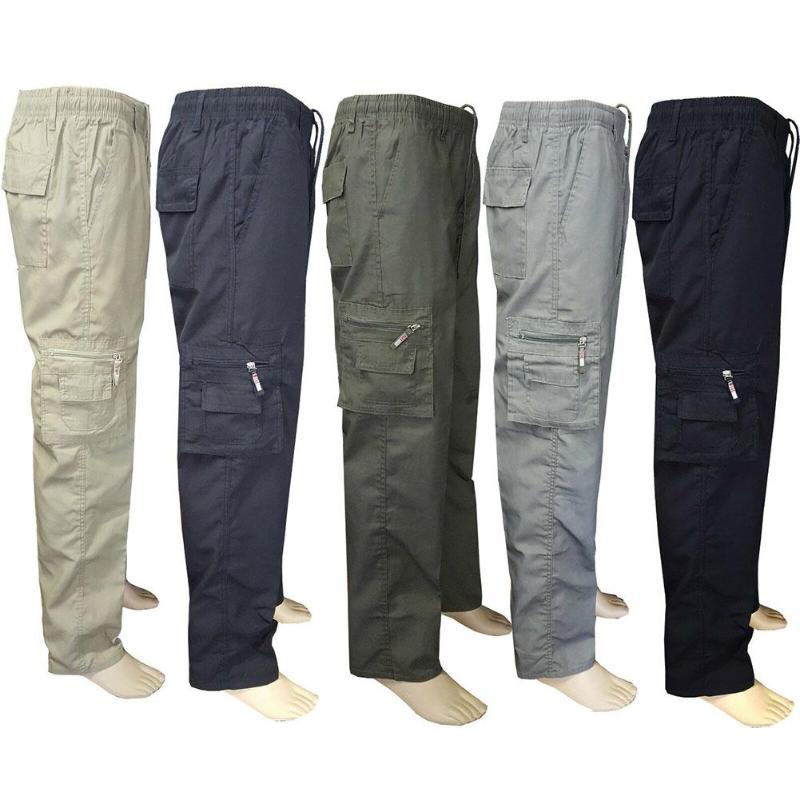 

Men Elasticated Casual Multi-Pocket Zipper Long Sport Sweatpants Work Pants, Navy