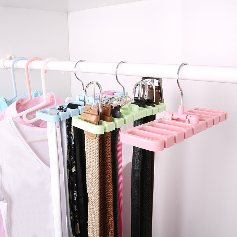 

Multifuction Storage Rack Tie Belt Organizer Rotating Ties Hanger Holder Closet Organization Wardrobe Finishing Rack Space Saver, Blue