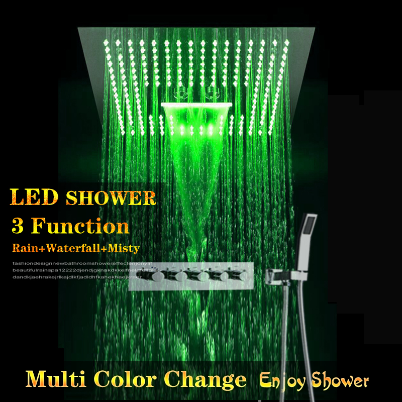 

bathroom sanitary ware conceal ceiling mounted shower set with 400x400 big size square high flow led stainless steel shower head