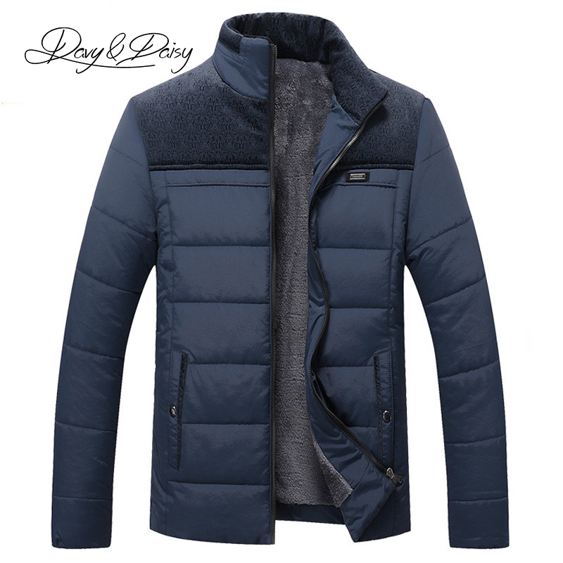 

DAVYDAISY Man Winter Parkas Men 2019 Fashion Causal Stand Collar Male Parka Jacket Thick Warm Mens Winter Coat Jackets DCT-288, Blue